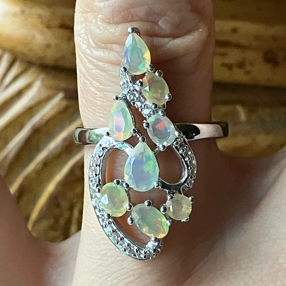 Natural Ethiopian Opal Sterling Silver Ring Size 7